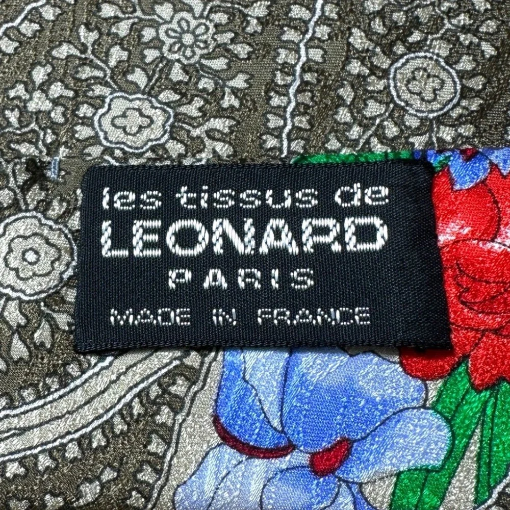 Leonard Paris Maus & Hoffman Mens Silk Tie Paisley Floral Red Green Italy France